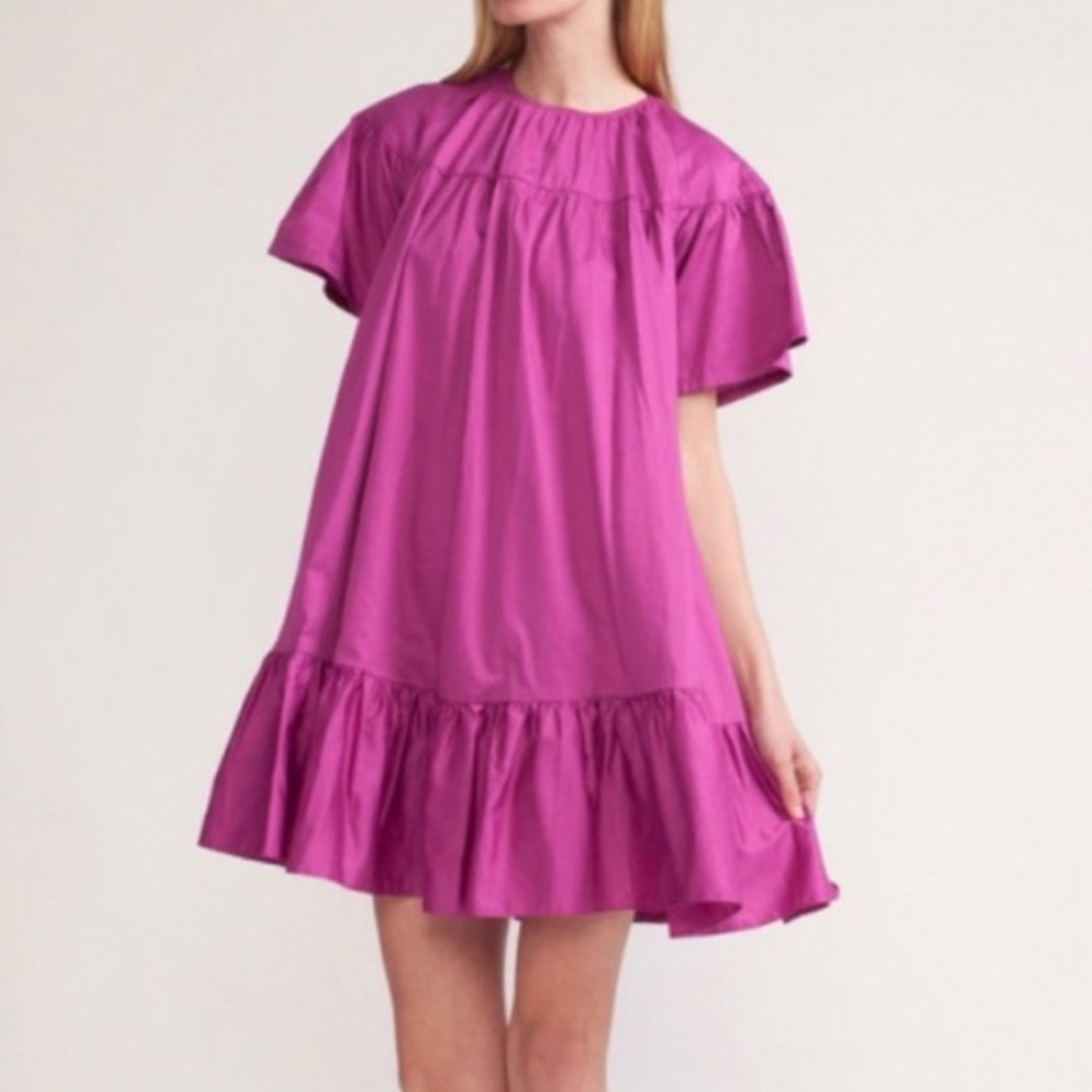 Cynthia Rowley Violet 100% Cotton Sateen Swing Dress Sz. M/L Like New